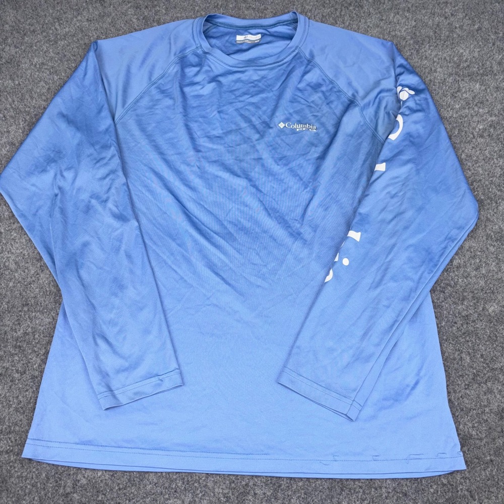 Columbia PFG Mens Long Sleeve Shirt Blue Omni-Shade Fishing Tee Size M